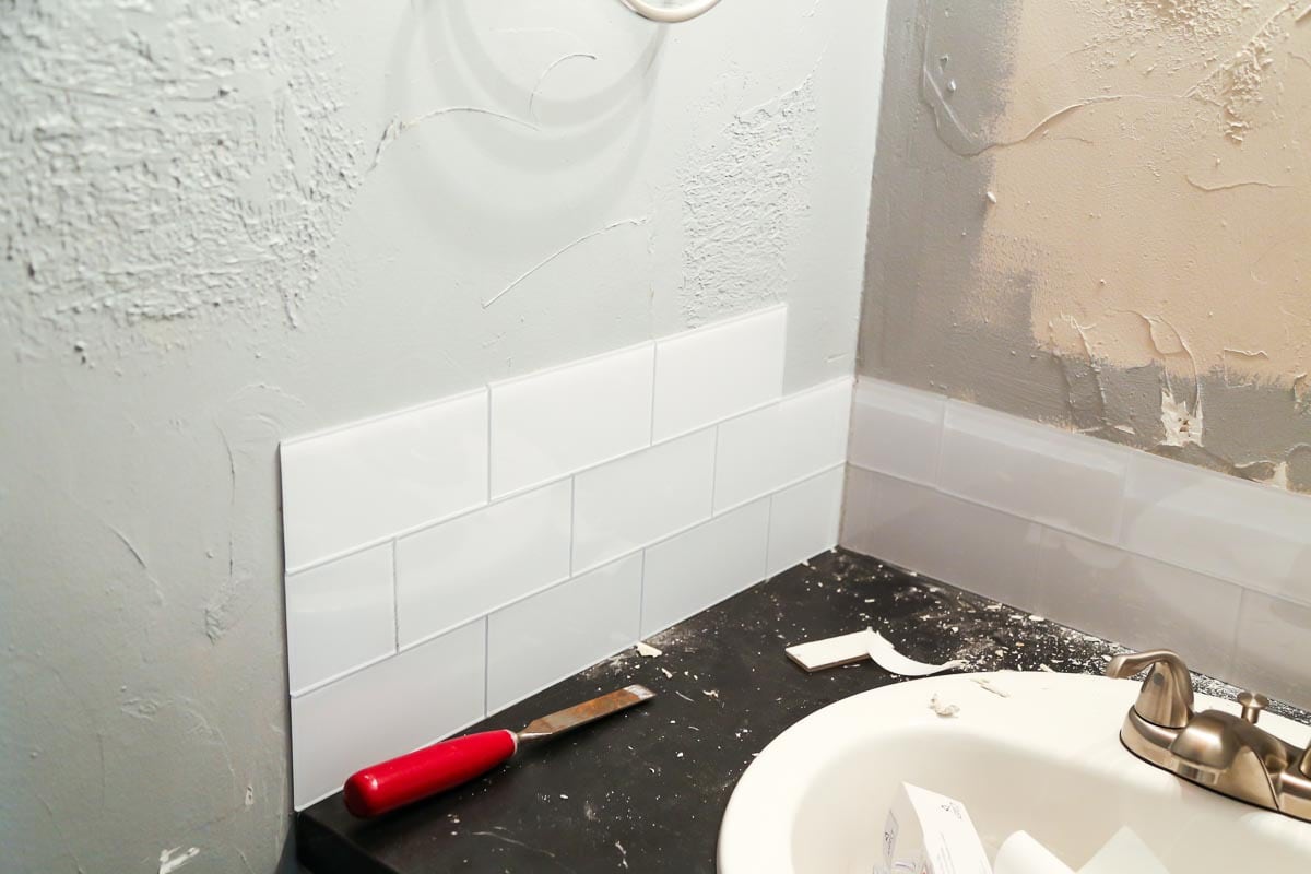 Using peel and stick tiles in a bathroom