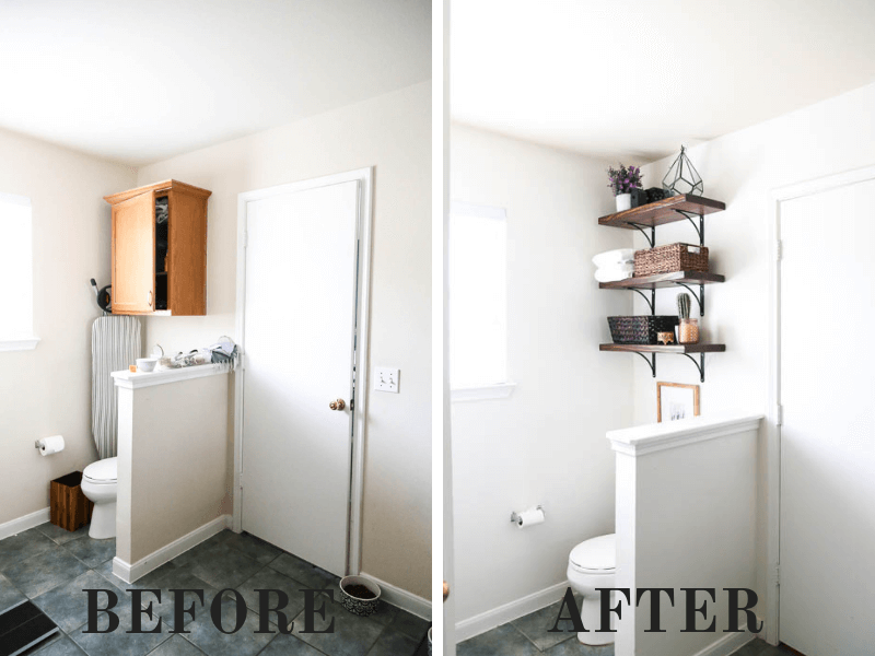 How to Install DIY Open Bathroom Shelves - Love & Renovations
