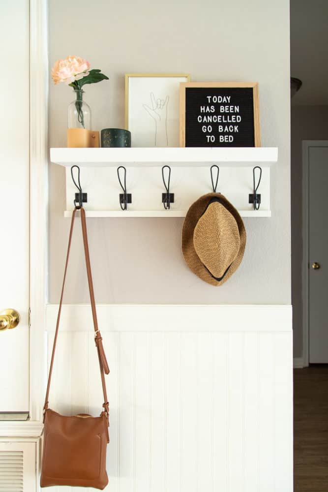 DIY Entry Shelf with Hooks {ONE HOUR BUILD!} - Love & Renovations