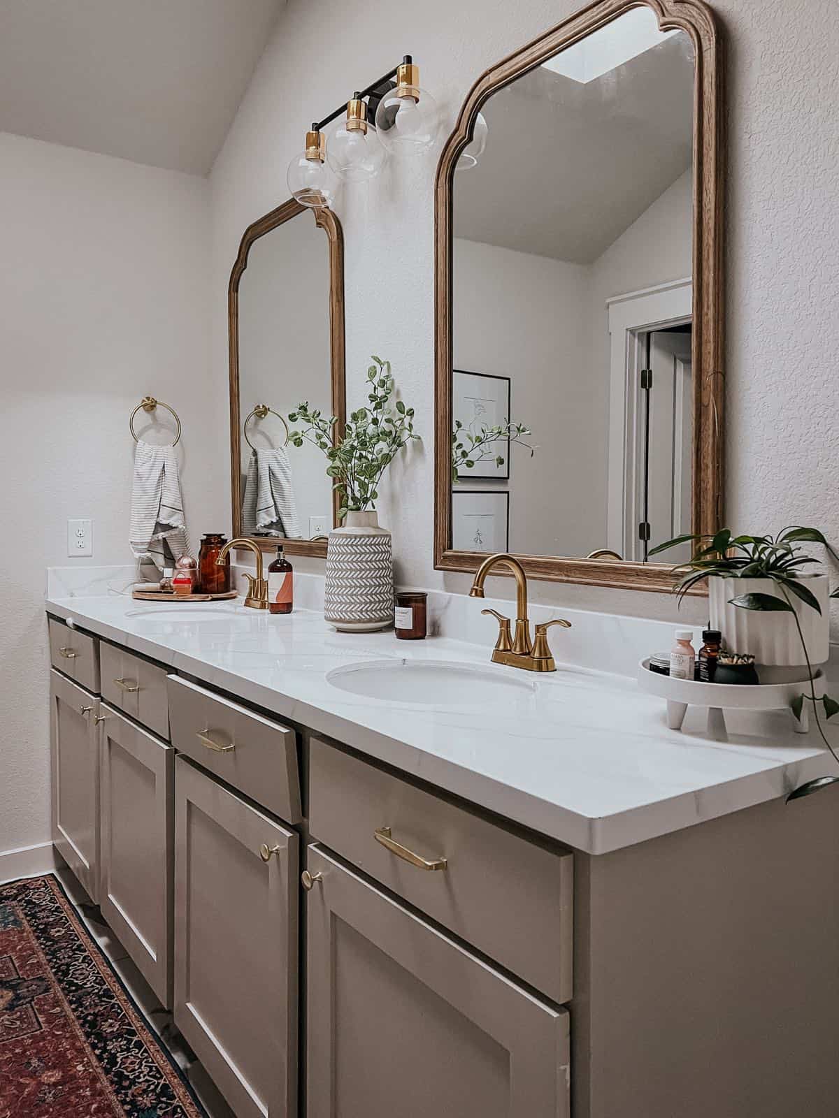 bathroom with faux marble epoxy counters