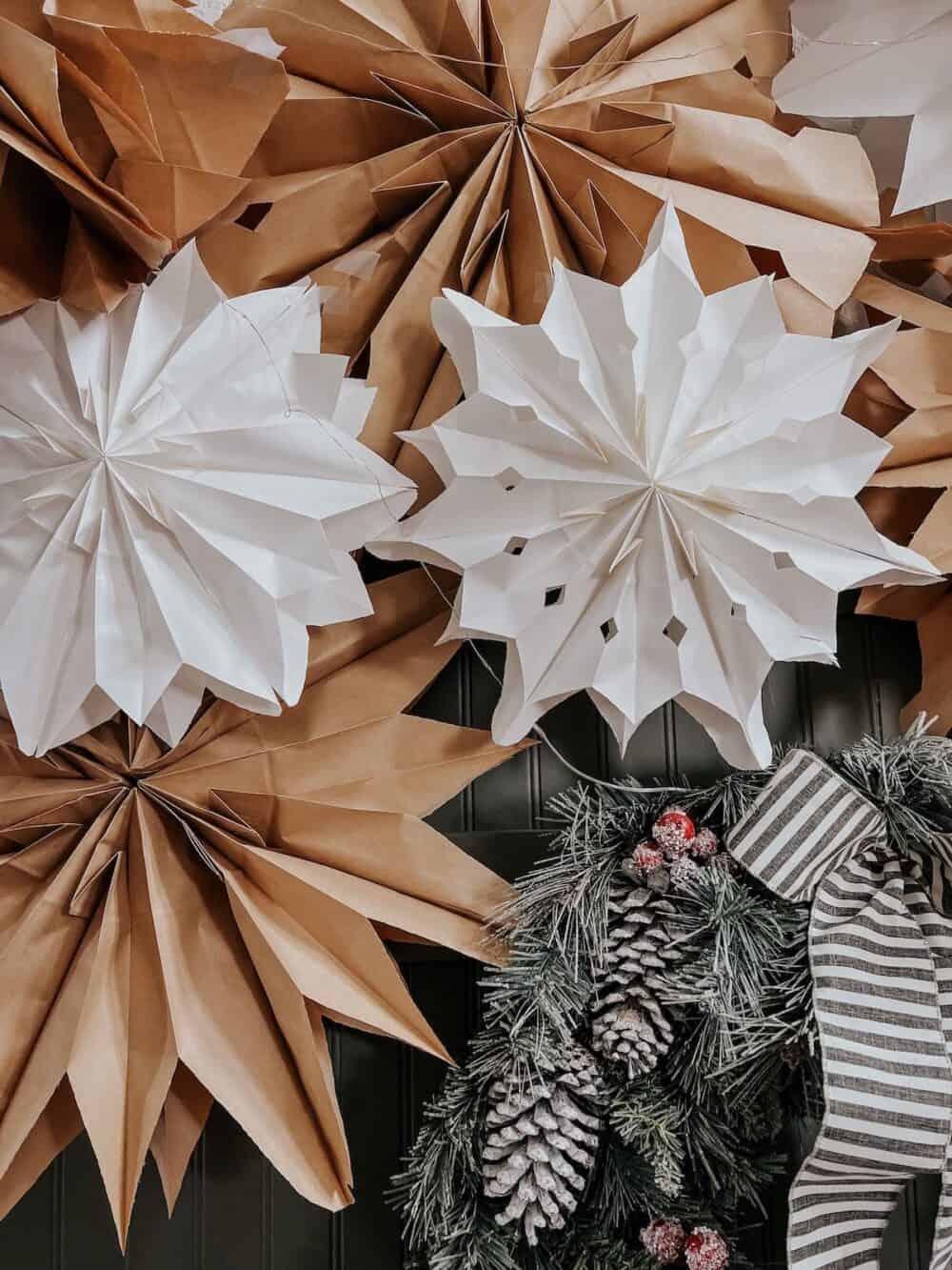 How To Create Easy $1 Paper Bag Snowflakes — The Kwendy Home