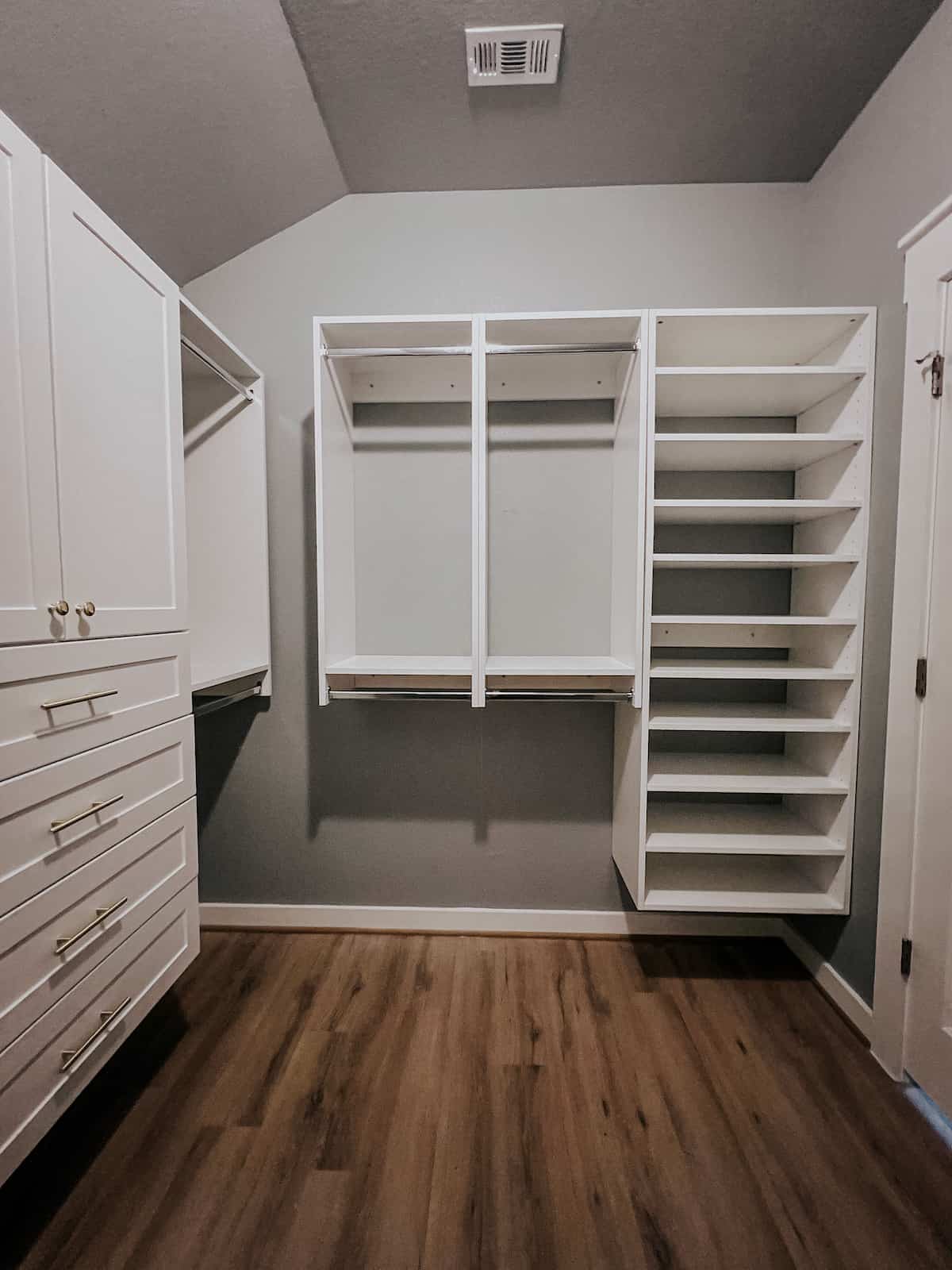 Empty closet with closet organization system 