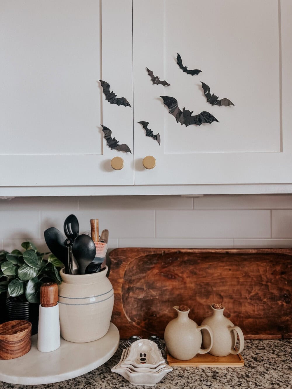 corner of a kitchen decorated for halloween