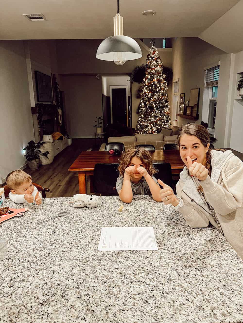 mom and sons prepping for Cookie Day